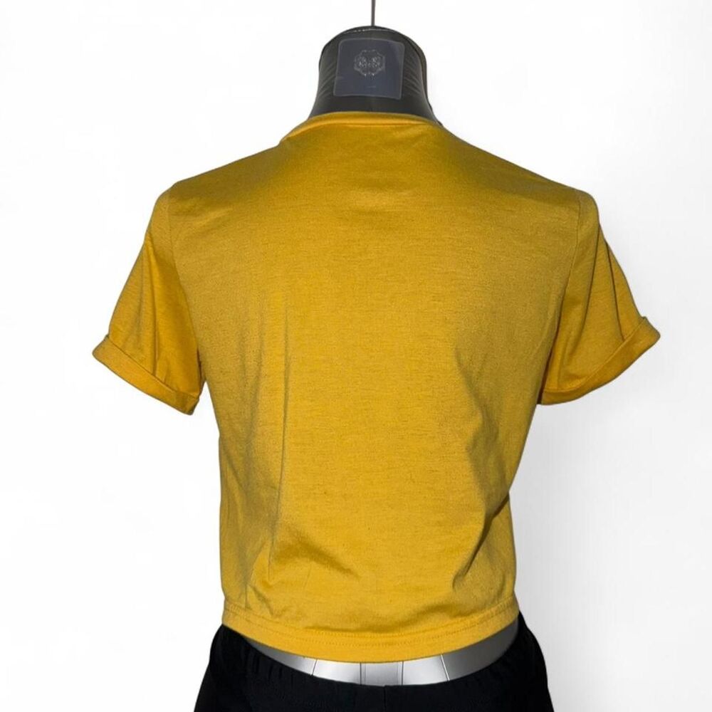 Women's Yellow Crop-top - Picture 3 of 5